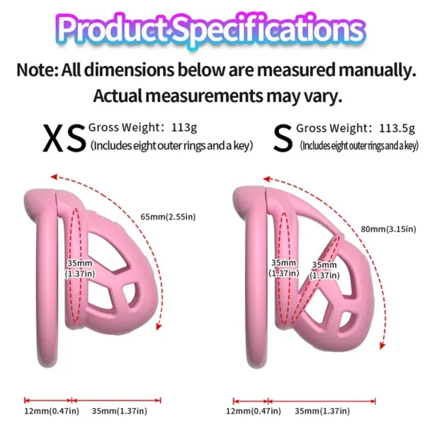 abs chastity cage with various rings