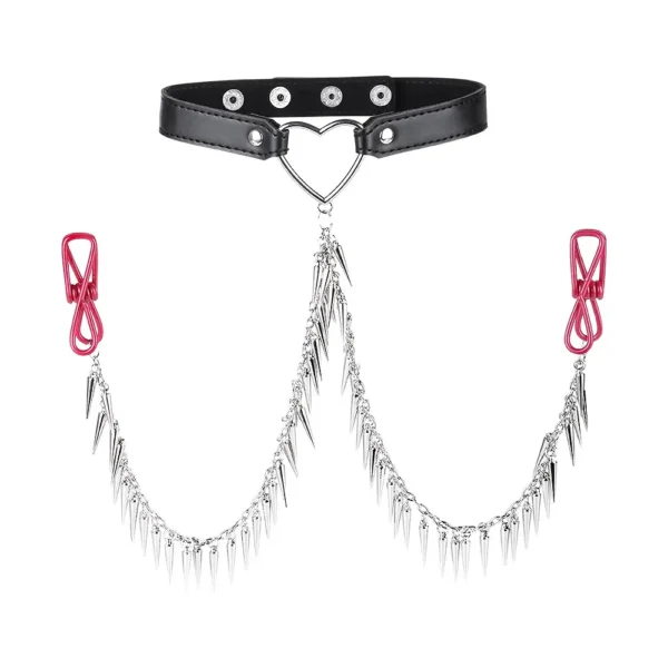 adjustable collar with nipple clamps red