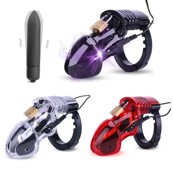 adjustable electric shock cock cage men
