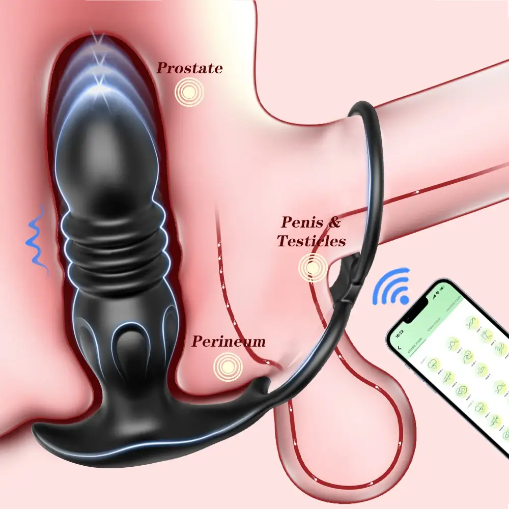 anal play prostate massager and cock ring combo