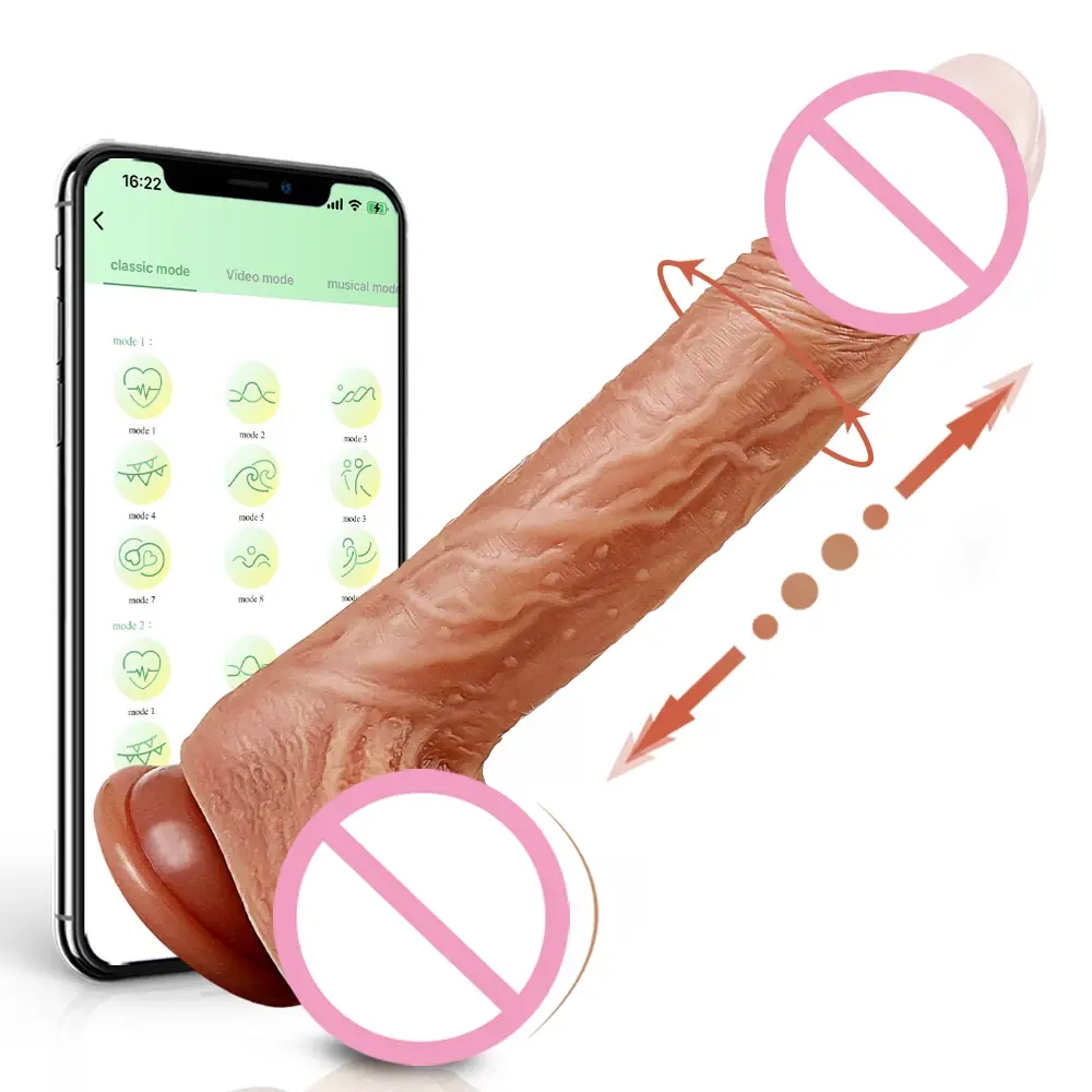 app controlled thrusting vibrator dildo with pattern variations