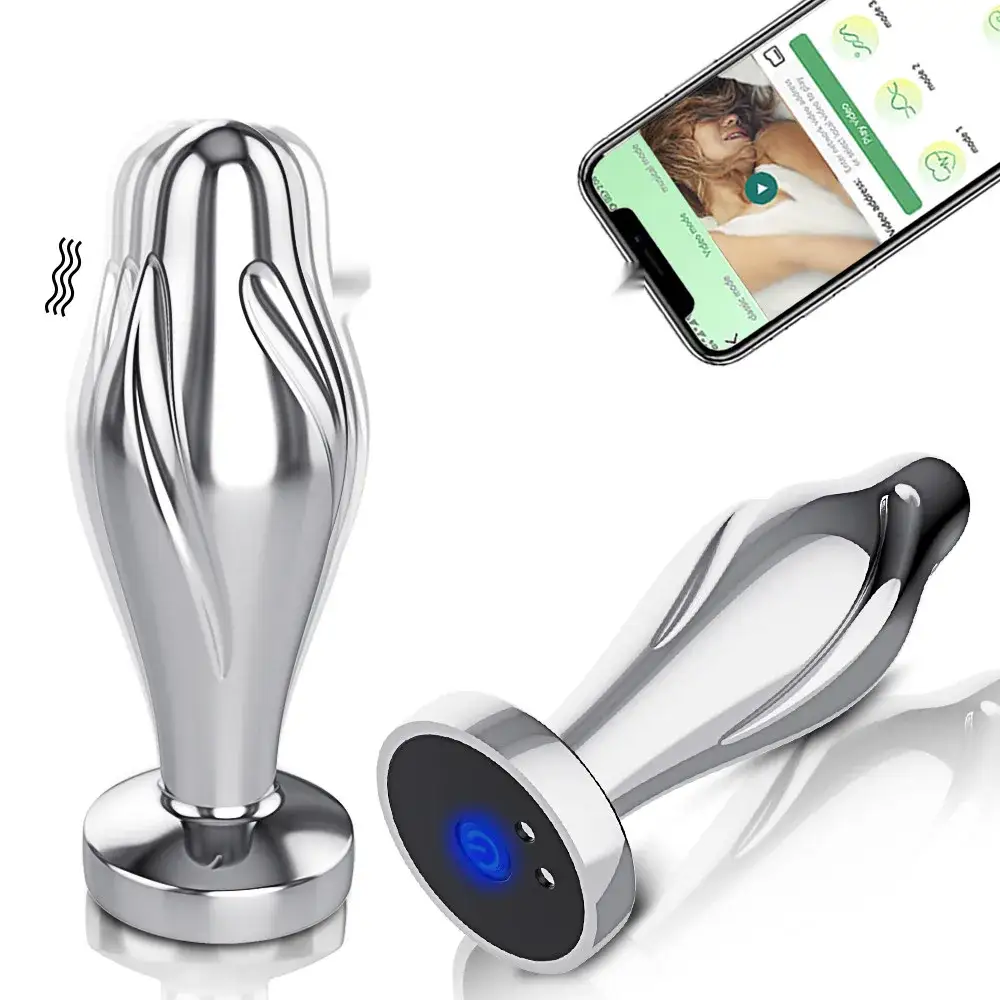 app controlled vibrating prostate massager with anal plug feature
