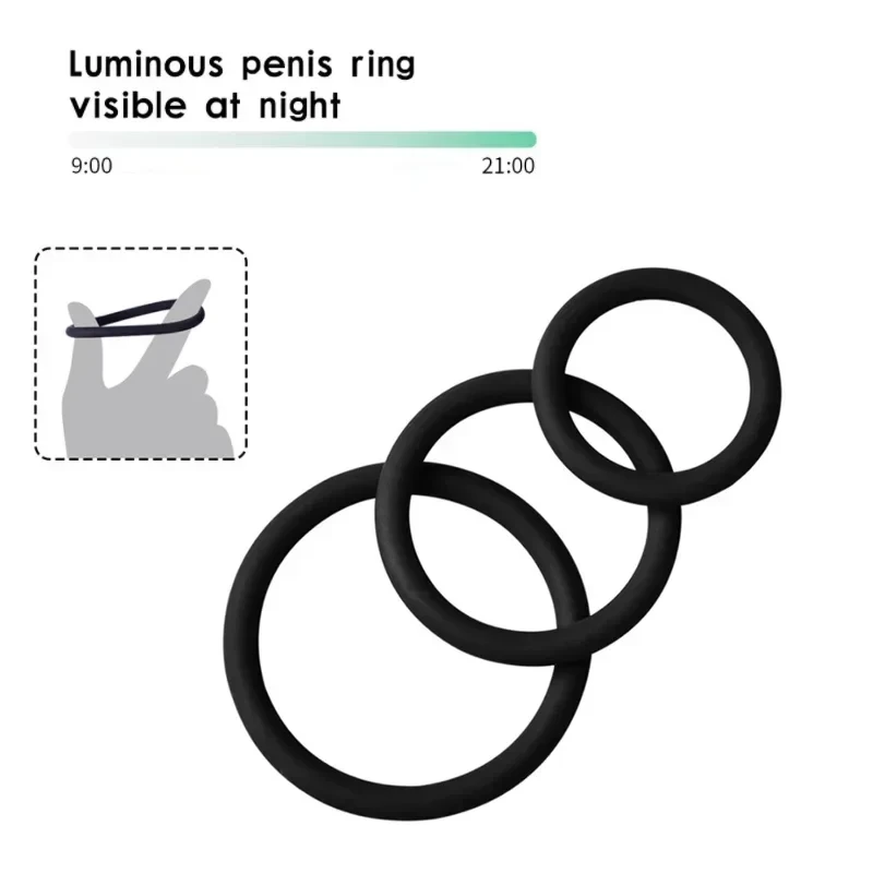 black and luminous silicone cockrings