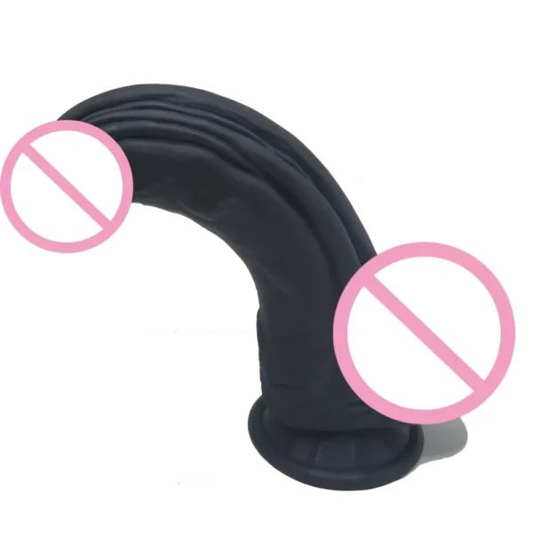 black dildo lifelike shaft suction