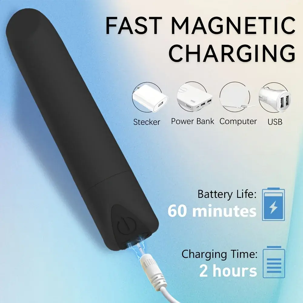black mini bullet vibrator with USB charging