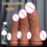 realistic foreskin dildo anal insertion