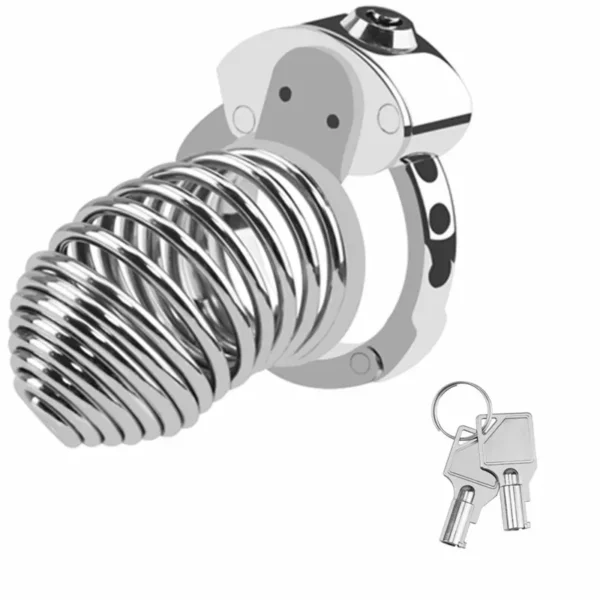 secure male chastity device steel cage