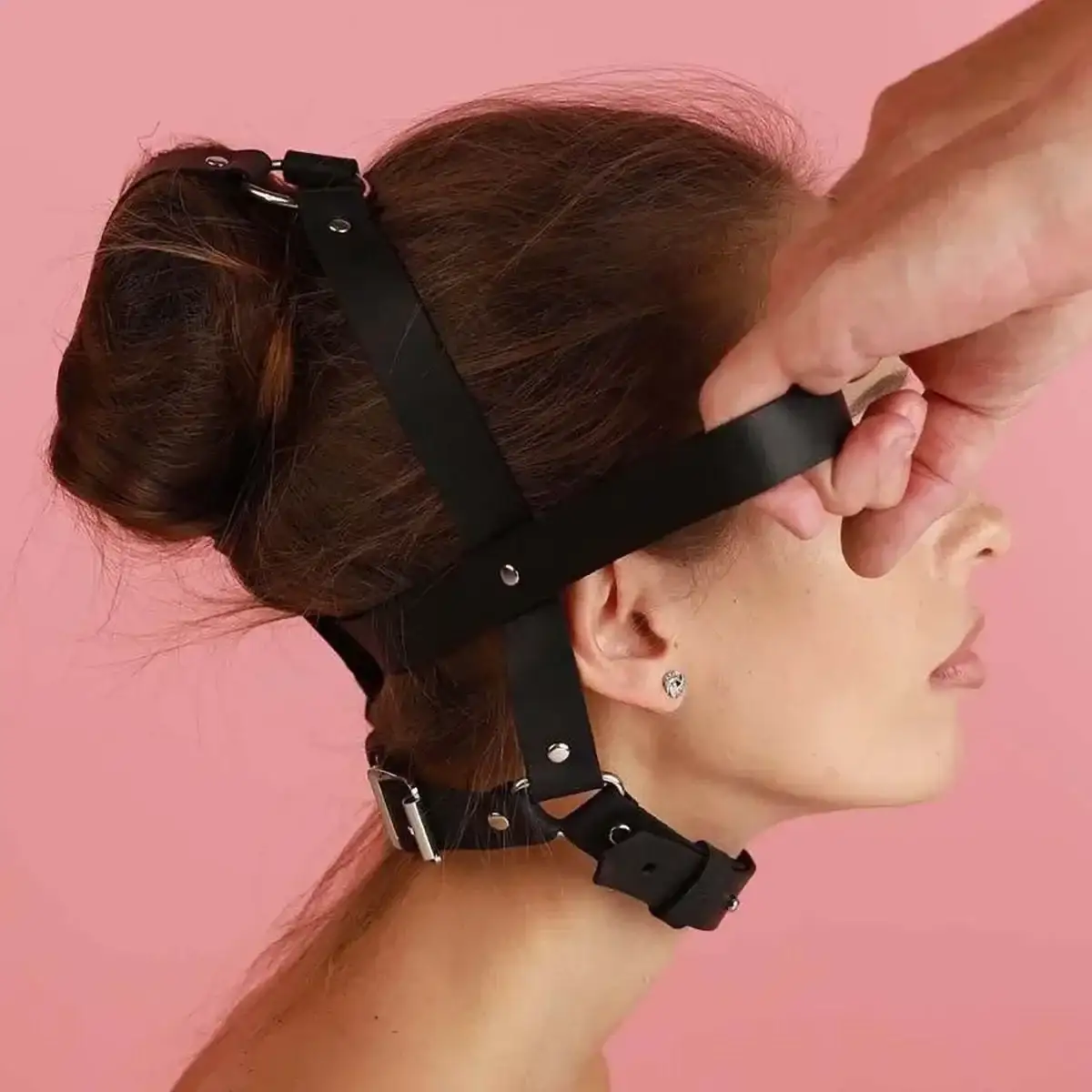 simple black leather face mask