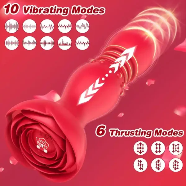 10 mode vibrating rose butt plug