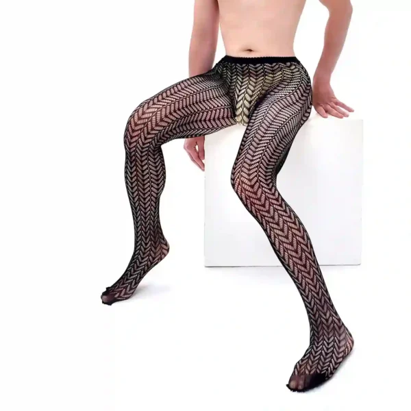black fishnet thigh highs for men