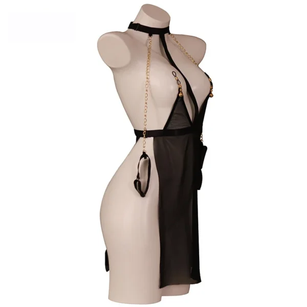 black see through net dress thong