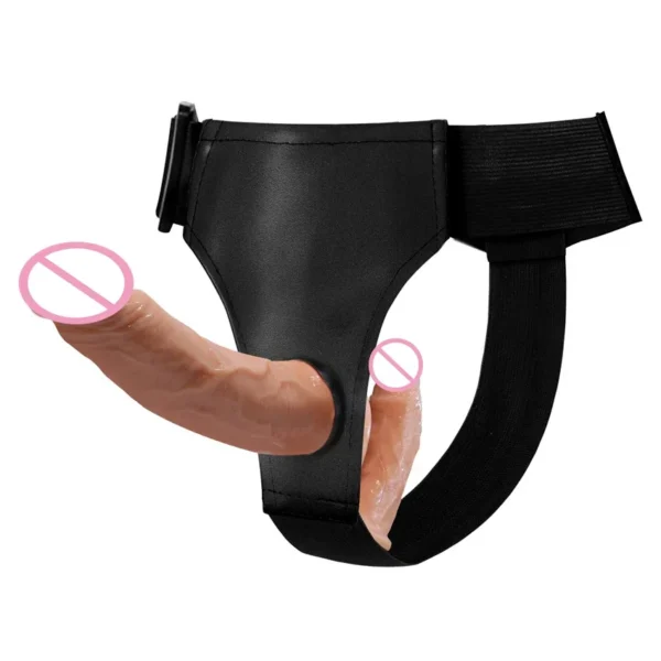 elastic harness double dildo system
