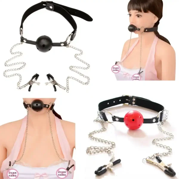 fetish metal nipple chain clamps