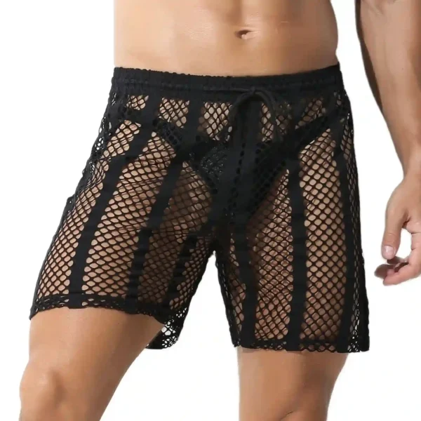 mens see through long leg boxers