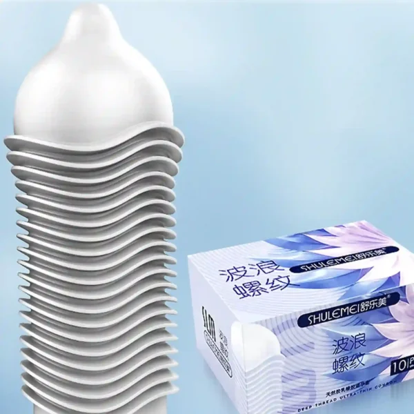 natural latex ribbed condom wave pattern