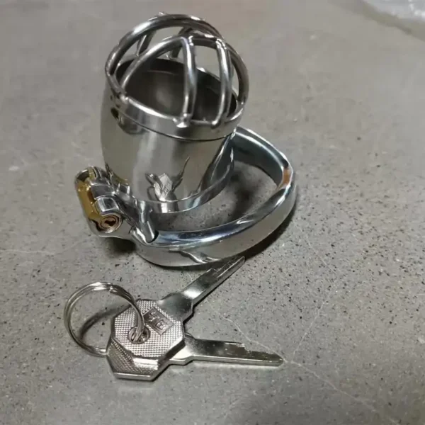silver metal anti escape chastity cage